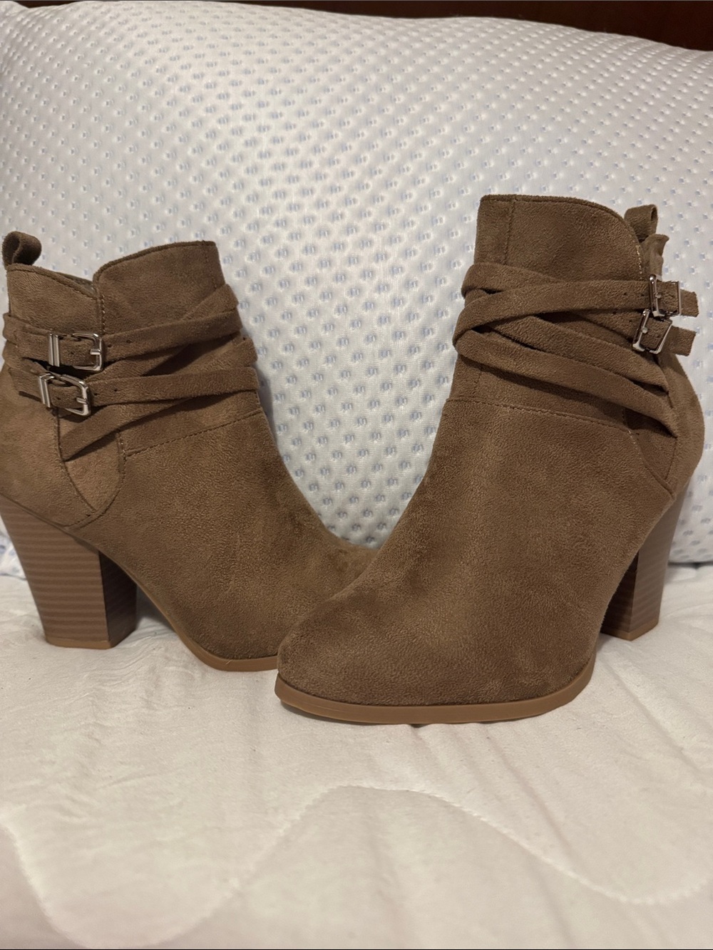 Target Brown Suede-Look Ankle Booties with Buckle Straps